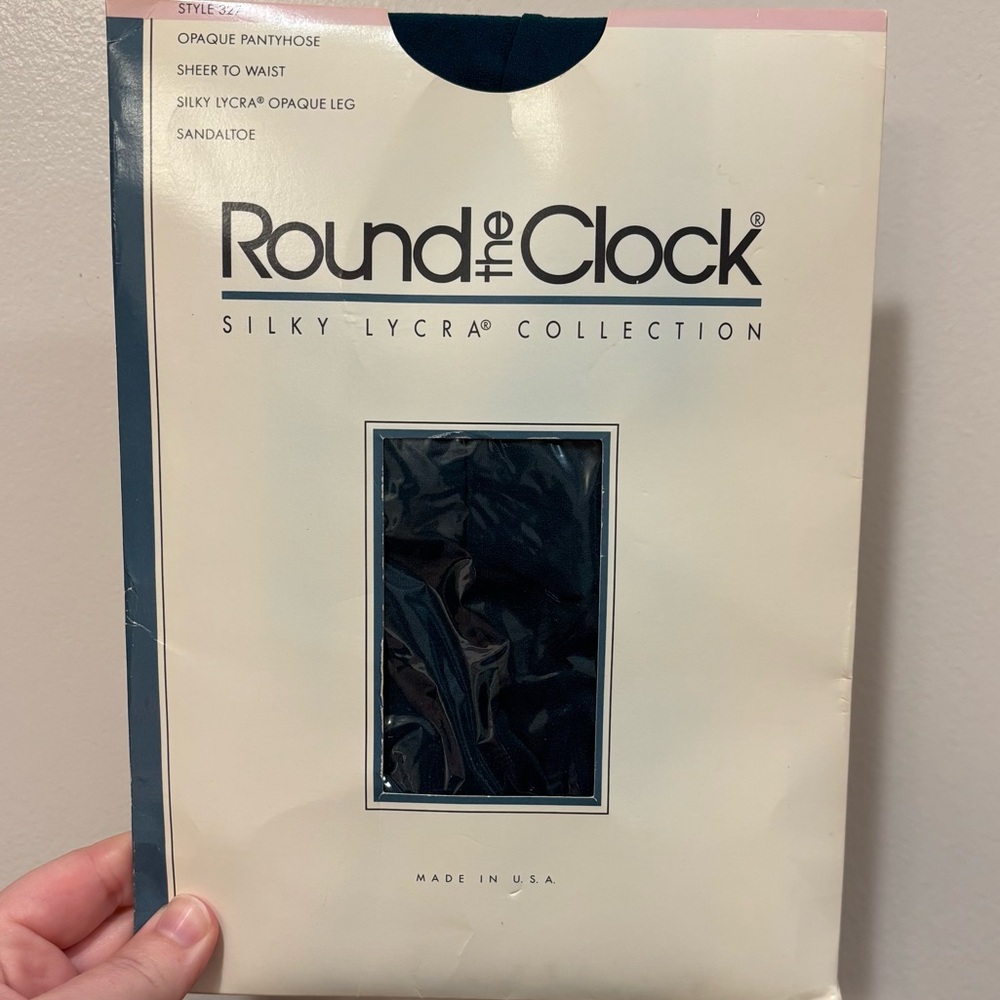 Vintage silky Lycra Round the Clock pantyhose in dark teal, size A/B
